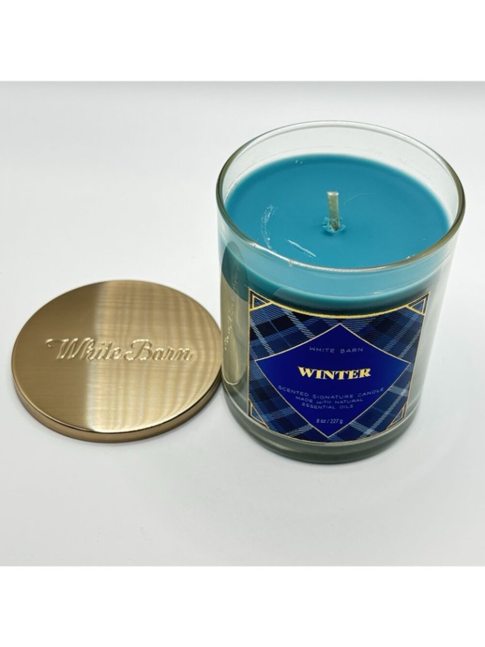 Bath & Body Works Single Wick Candle Winter White Barn 8oz Christmas Pine Plaid - Picture 8 of 12